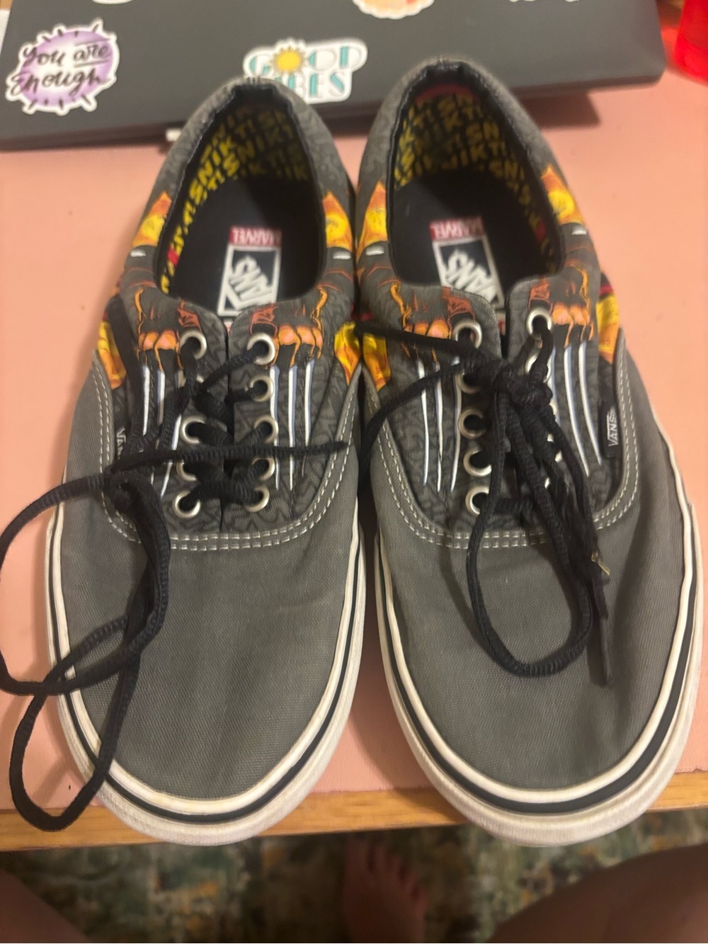 Vans Wolverine Gray Canvas Sneakers with Orange Accent